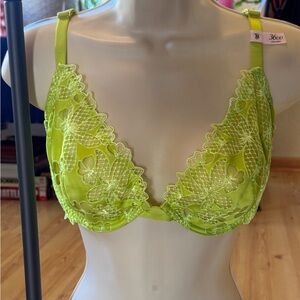 Victoria's Secret Neon Yellow Unlined Lace Bra